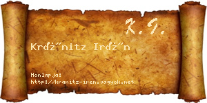 Kránitz Irén névjegykártya